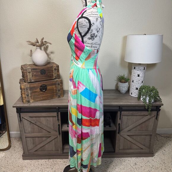 Mara Hoffman Swim Miami Halter Cutout Midi Dress  Floral Size M Resort Wear - Picture 7 of 12